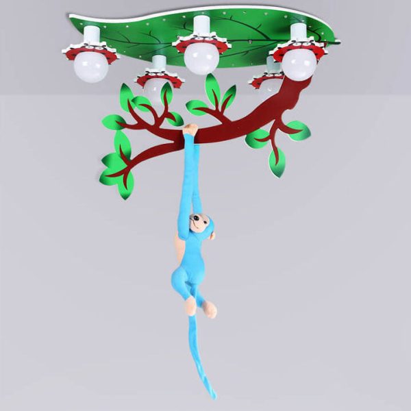 Contemporary Creative Kids Monkey Leaf Acrylic 5-Light Flush Mount Ceiling Light For Bedroom - Image 11