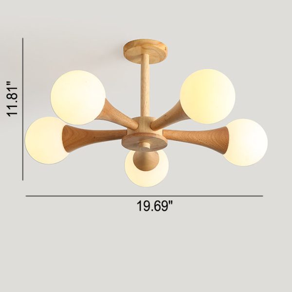 Japanese Log Fork 3/4/5-Light Semi-Flush Mount Light - Image 7