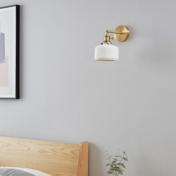 Modern Minimalist Striped Ceramic Jar 1-Light Wall Sconce Lamp - Image 12