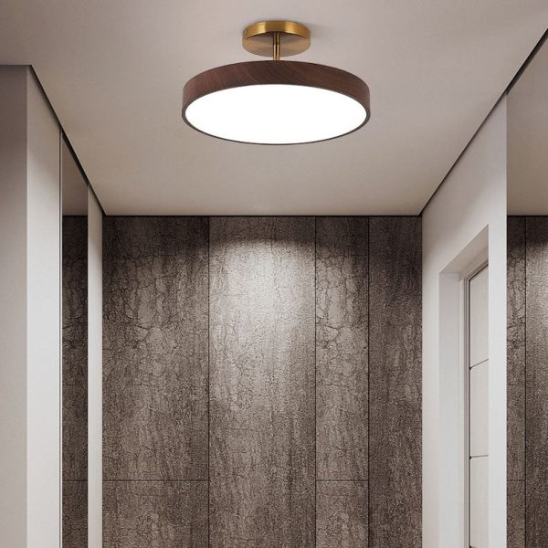 Japanese Wabi-sabi Minimalist Wood Grain Round LED Semi-Flush Mount Light - Image 4