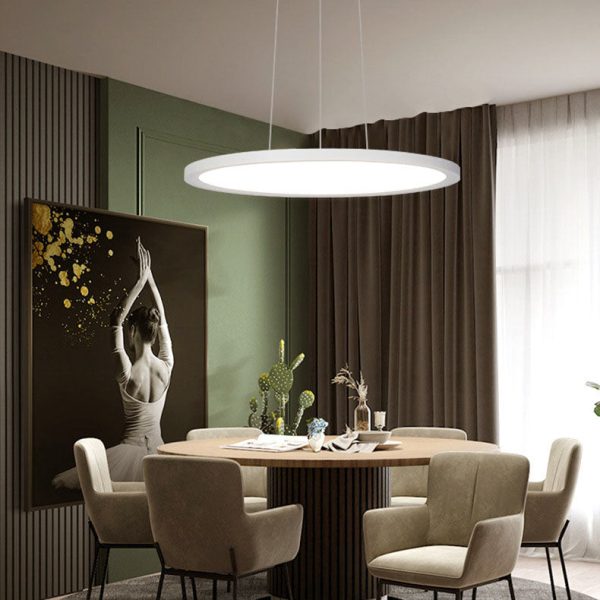Modern Minimalist Aluminum Round Shape LED Pendant Light For Dining Room - Image 2