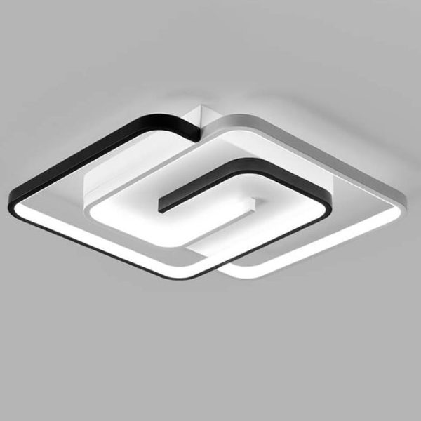 Modern Creative Square Ring Aluminum LED Semi-Flush Mount Ceiling Light - Image 17