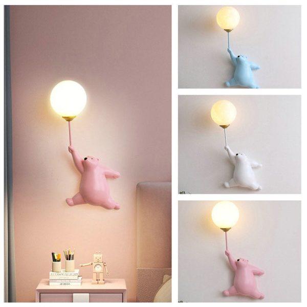 Modern Creative Bear Iron Glass 1-Light Wall Sconce Lamp - Image 4