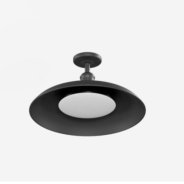 Contemporary Scandinavian Carbonized Steel Round Waterproof 1-Light Semi-Flush Mount Ceiling Light For Outdoor Patio - Image 9