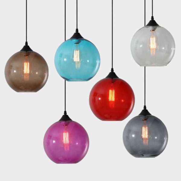 Nordic Minimalist Stained Round Glass 1-Light Pendant Light - Image 6