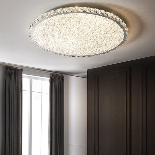 Modern Luxury Stainless Steel Crystal Round Square Rectangular LED Flush Mount Ceiling Light For Living Room - Image 2