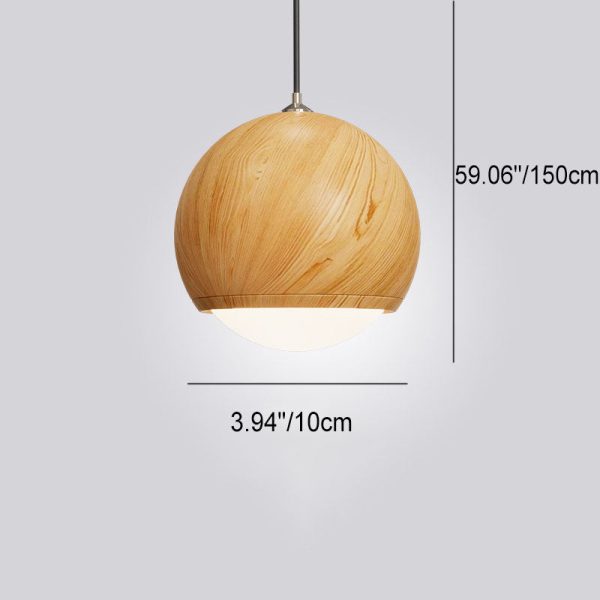 Japanese Wood Grain Round Oval Iron 1-Light Pendant Light - Image 7