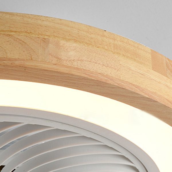Modern Minimalist Wood Geometric LED Flush Mount Ceiling Fan Light - Image 13