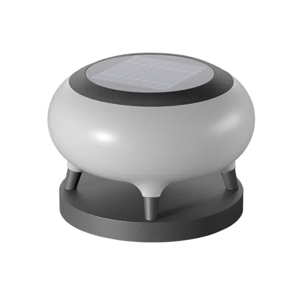 Round Drum Waterproof IP65 LED Black Modern Solar Fence Post Lights - Image 6