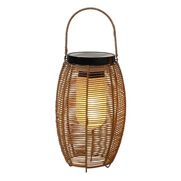 Portable Lantern Rattan LED Waterproof Solar Outdoor Lights Floor Lamp - Image 10