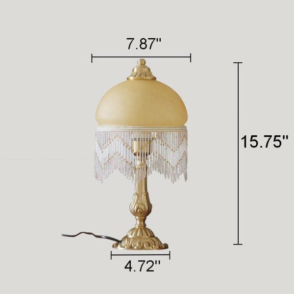 Vintage Bohemian Glass Dome Tassel 1-Light Table Lamp - Image 6