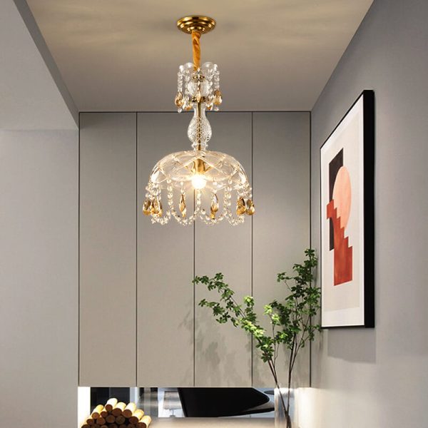 Modern Luxury Crystal Hanging Dome 1-Light Pendant Light - Image 22
