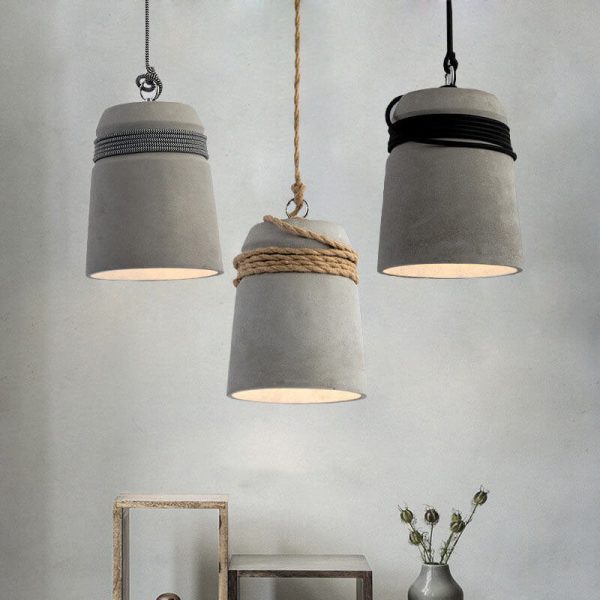 Industrial Cement Column Rope Wire 1-Light Pendant Light - Image 13