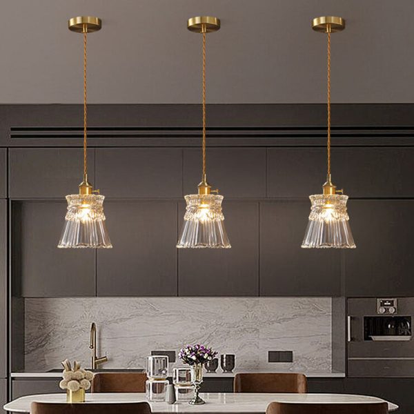 Modern Luxury Glass Bell Shade Brass 1-Light Pendant Light - Image 5