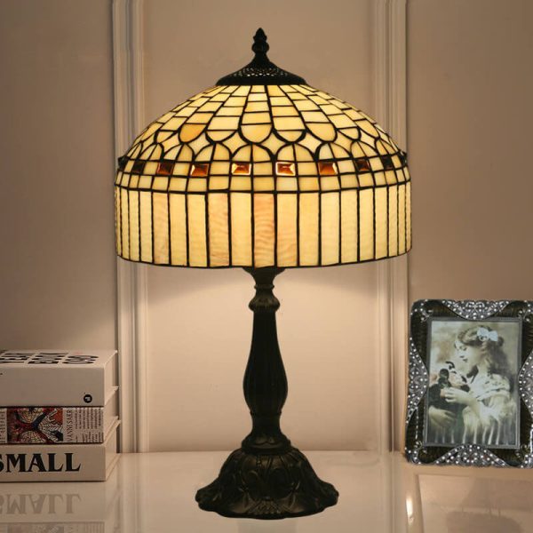 European Tiffany Yellow Baroque Glass 1-Light Table Lamp - Image 2