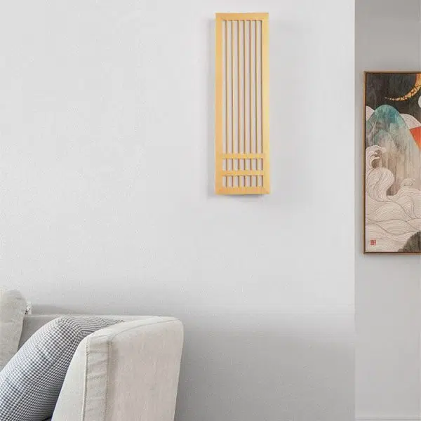 Simple Solid Wood Rectangular 1-Light Japanese Wall Sconce Lamp - Image 7