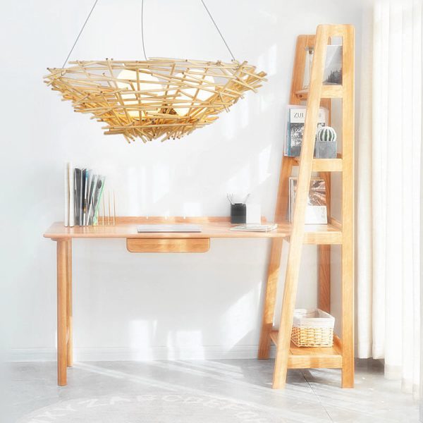 Rattan Weaving Bird Nest Shaped 3-Light Chandelier - Image 4