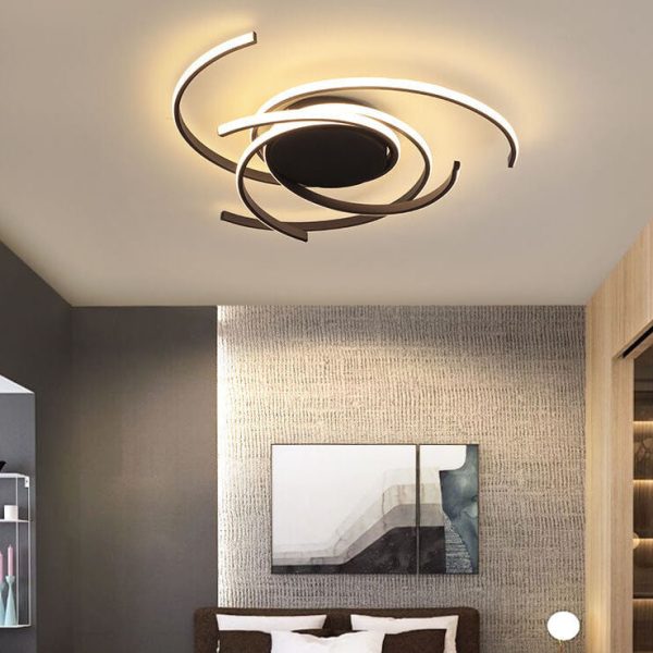 Minimalist Creative Circle Strip Aluminum Semi-Flush Mount Ceiling Light - Image 17