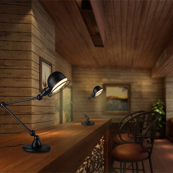 Vintage Industrial Iron Mechanical Long Arm 1-Light Table Lamp - Image 3