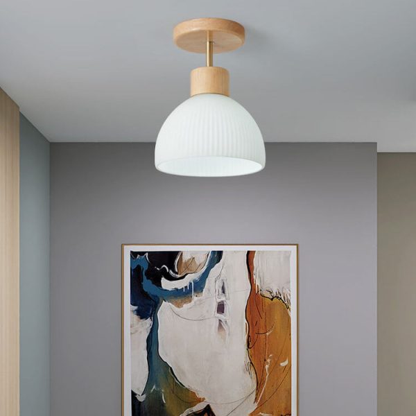 Nordic Glass Half Round 1-Light Semi-Flush Mount Ceiling Light - Image 2