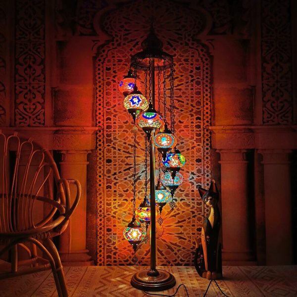 Retro Turkish Moroccan Globe 9-Light Standing Floor Lamp - Image 3