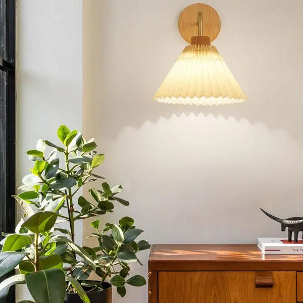 Modern Minimalist Pleated Umbrella Shade 1-Light Wall Sconce Lamp - Image 2