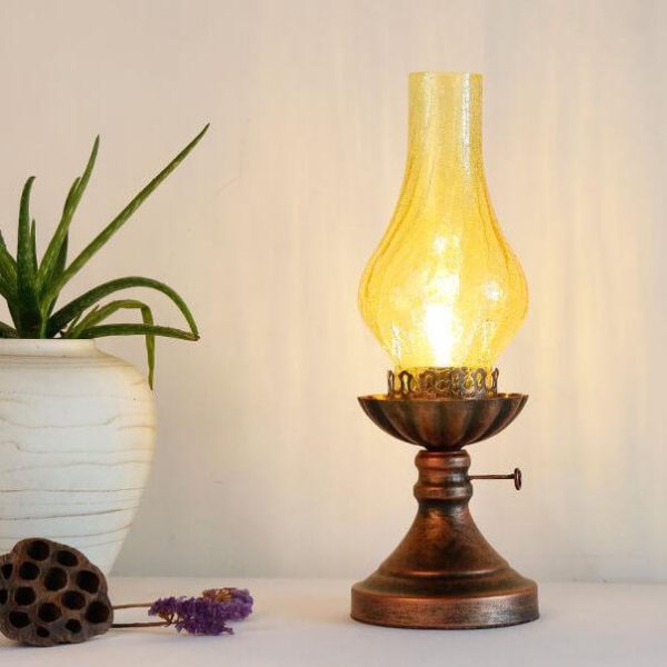 Vintage Antique Kerosene Oil Lamp 1-Light Table Lamp - Image 3