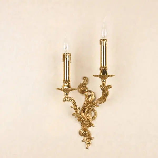 French Vintage Brass Candle 2/3 Light Wall Sconce Lamp - Image 3