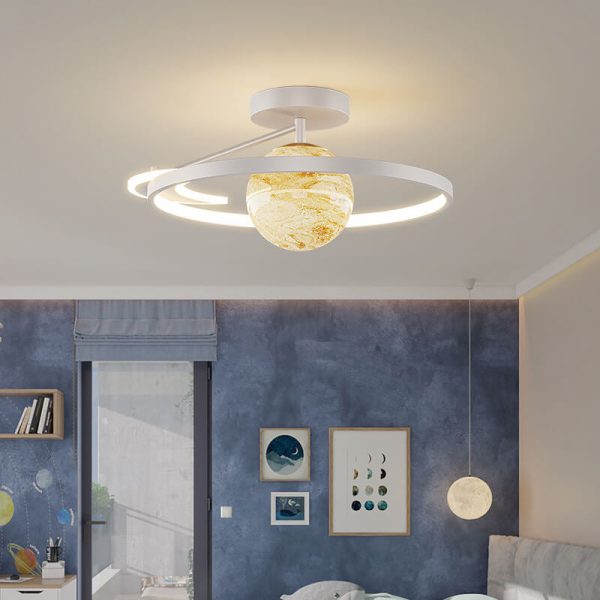 Modern Space Planet Globe LED Semi-Flush Mount Ceiling Light - Image 2