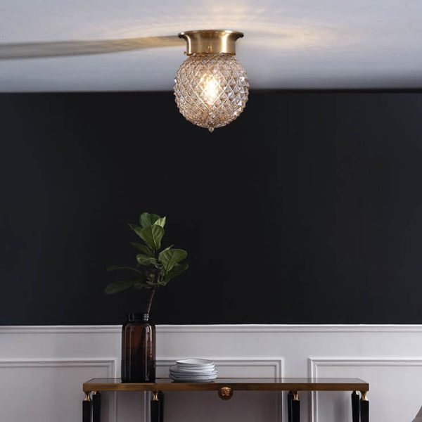 Vintage Copper Glass Round 1-Light Semi-Flush Mount Ceiling Light - Image 14