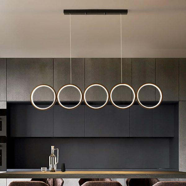 Nordic Creative Iron Acrylic 5-Circle LED Chandelier - Image 3