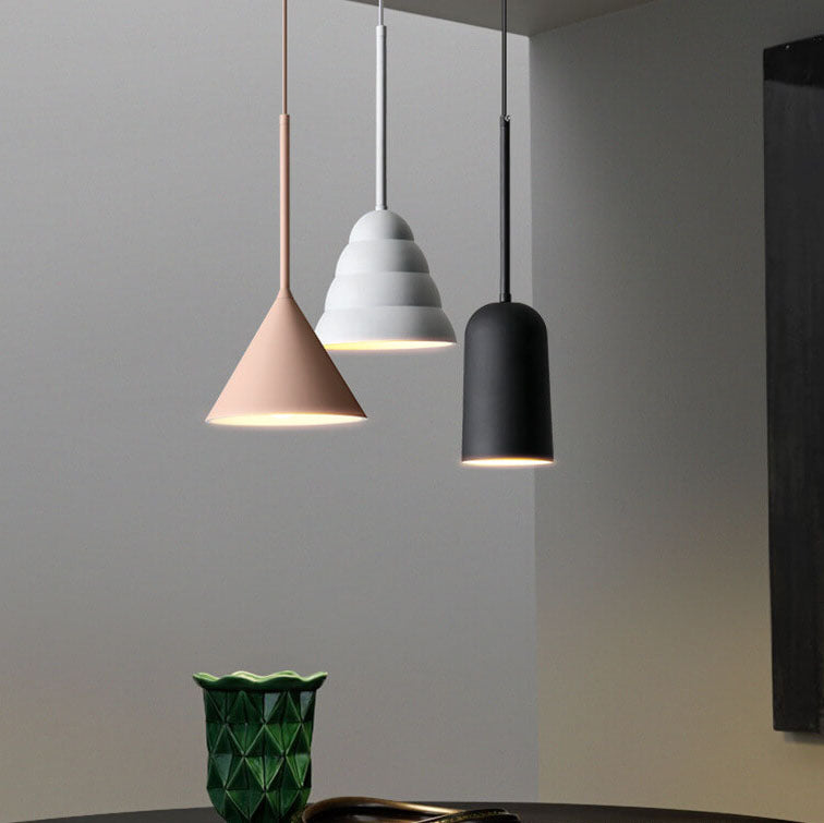1-1-e948d746-3351-4540-b550-1e7f1351c78f.jpg Modern Minimalist Macaron Geometric Metal 1-Light Pendant Light - Image 1