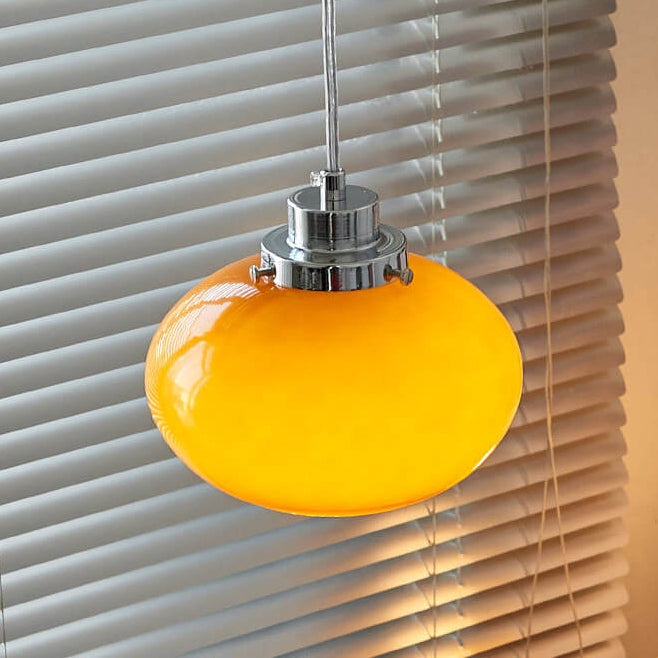 1-1-f0cfae7b-d485-4cdf-8507-af08c2d53163.jpg Nordic Yellow Glass Dome 1-Light Pendant Light - Image 1