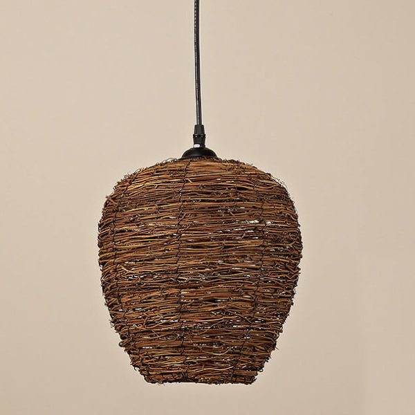 Retro Rattan Weaving Dome 1-Light Pendant Light - Image 18