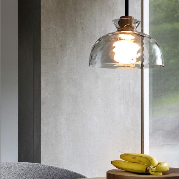 Nordic Clear Rippled Glass Shaded 1-Light Pendant Light - Image 5