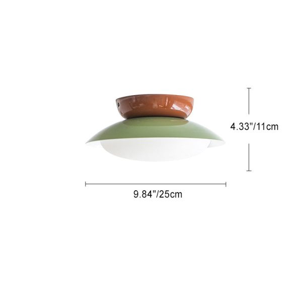 Contemporary Scandinavian Macaron Geometric Semicircle Shade LED Semi-Flush Mount Ceiling Light For Living Room - Image 4