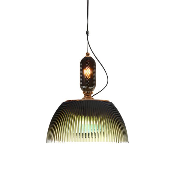 Retro Gradient Dark Green Striped Glass Art Nordic Pendant Lights Fixture - Image 10