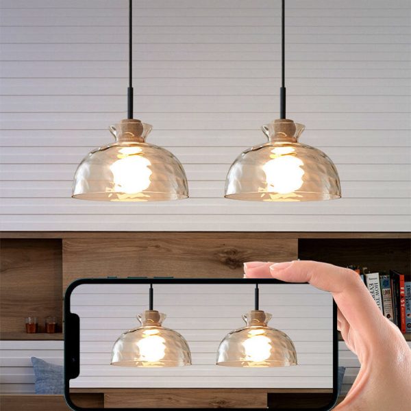 Nordic Clear Rippled Glass Shaded 1-Light Pendant Light - Image 6