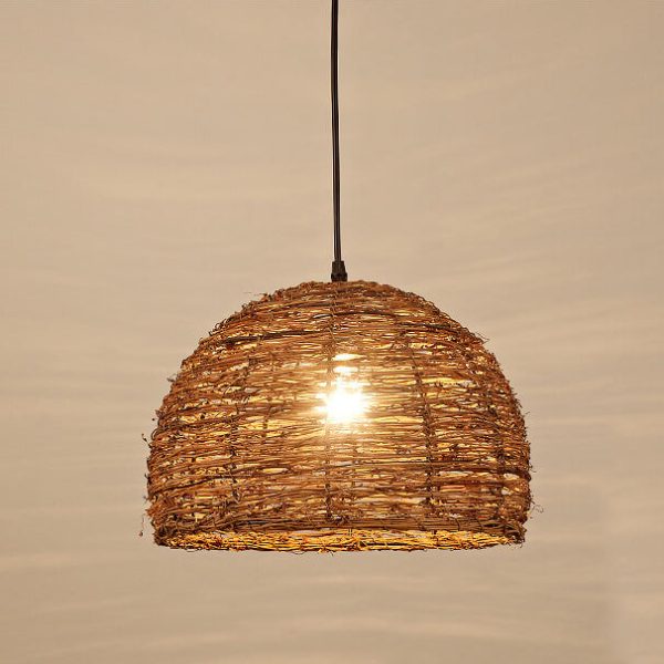 Retro Rattan Weaving Dome 1-Light Pendant Light - Image 19