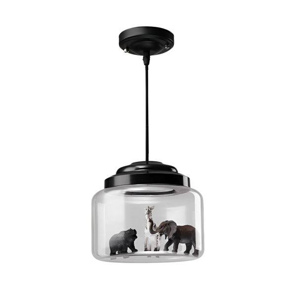Personality Animal Model Decor Glass Jar LED Black Modern Pendant Light - Image 8