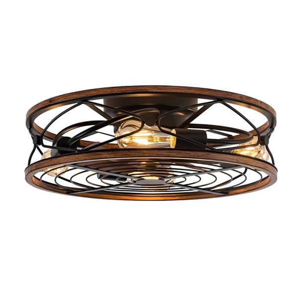 Vintage Metal Timing Mute Industrial Style Bladeless Ceiling Fans Lamp - Image 5