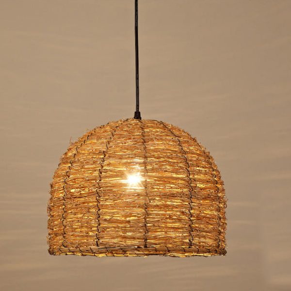 Retro Rattan Weaving Dome 1-Light Pendant Light - Image 21