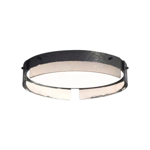 Round Black Hammered Glass LED Flush Mount Ceiling Light - Image 6