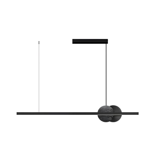 Black Linear Round Marble LED Pendant Light - Image 8