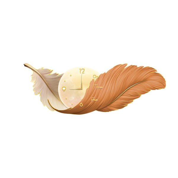2-In-1 Wall Feather Painting Hanging Decor LED Wall Lamp Wall Clock - Image 11