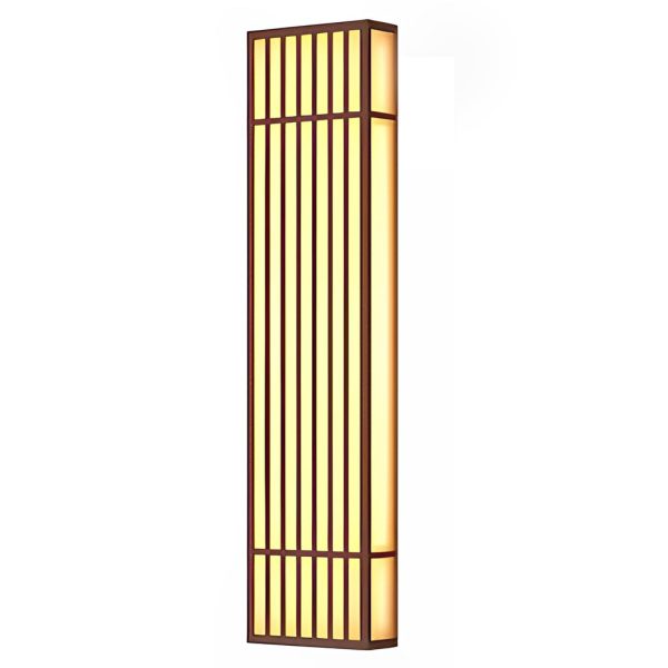 Retro Vertical Stripe Grid LED Waterproof Brown Outdoor Wall Lamp - Image 14