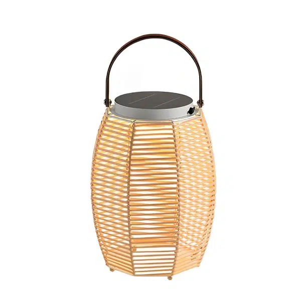 Portable Rattan LED Waterproof Solar Powered Outdoor Lantern Lights - Image 9