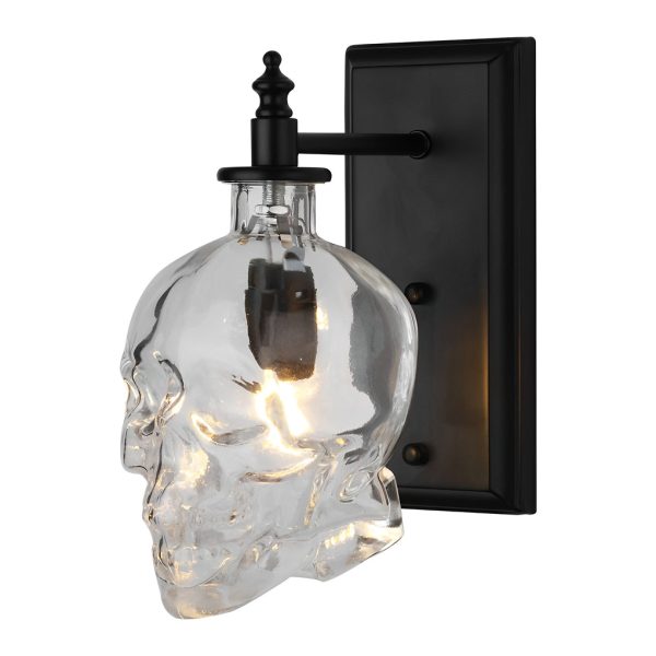 Retro Glass Skull Head LED Black Industrial Style Decorative Wall Lamp - Image 8