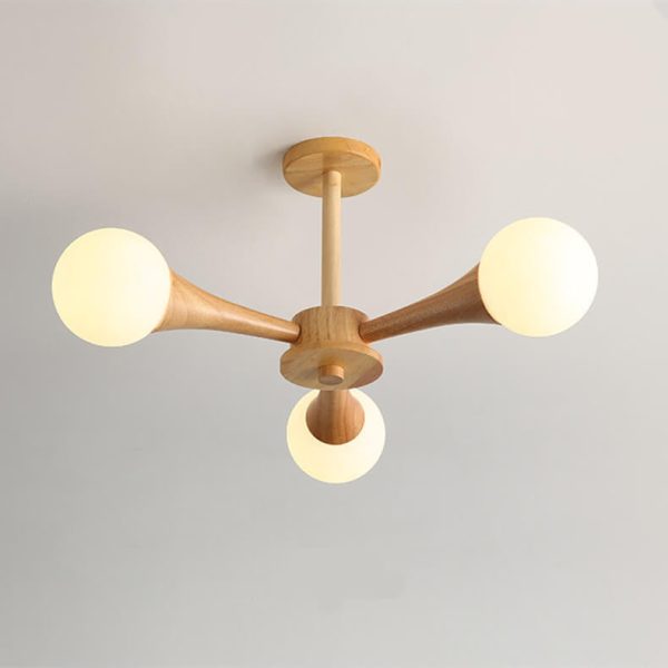 Japanese Log Fork 3/4/5-Light Semi-Flush Mount Light - Image 2