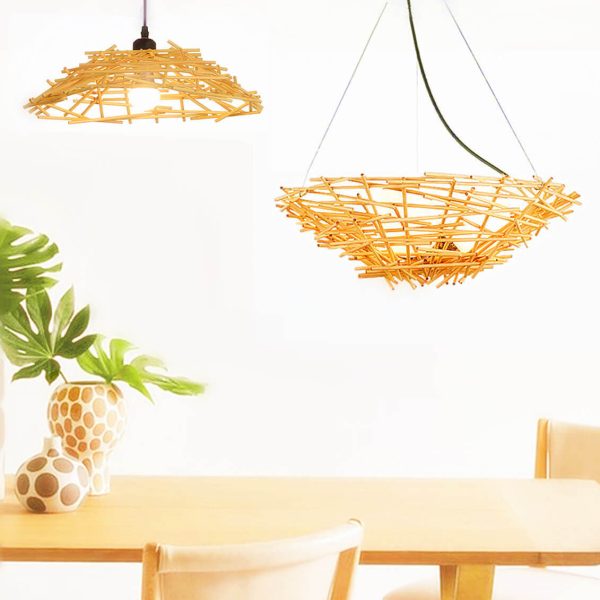 Rattan Weaving Bird Nest Shaped 3-Light Chandelier - Image 5